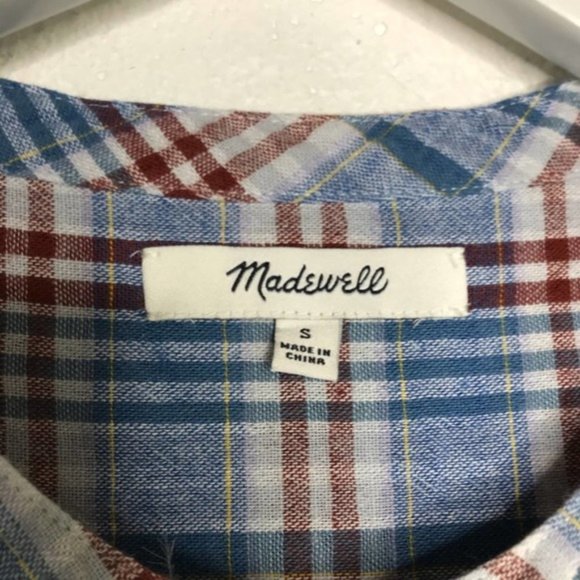 Madewell Leysfield Popover Shirt in Plaid Blue Top - Picture 5 of 6